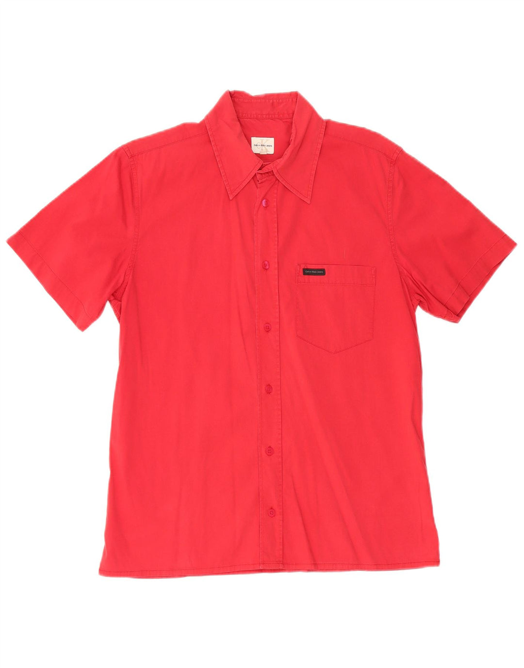 CALVIN KLEIN JEANS Mens Short Sleeve Shirt Large Red