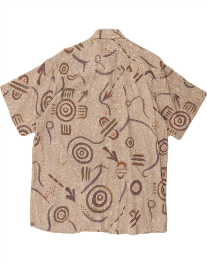 MANTONI Mens Abstract Pattern Short Sleeve Shirt Size 41/42 Large Beige Vintage Mantoni and Second-Hand Mantoni from Messina Hembry 