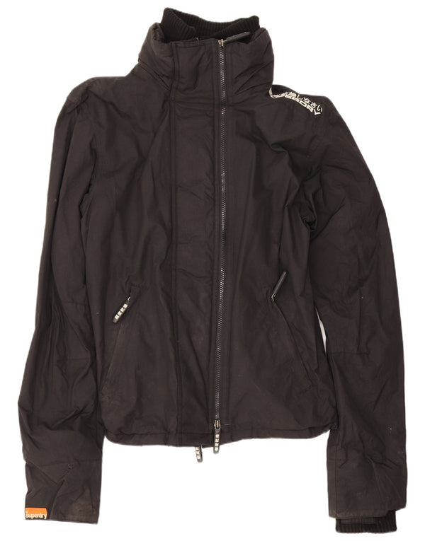 Superdry Mens Rain Jacket UK 36 Small Black Nylon