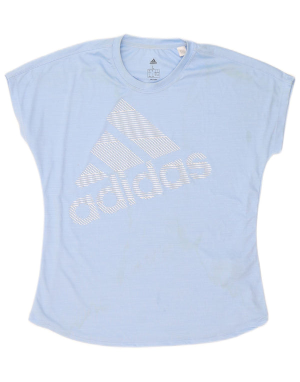 T-shirt grafica da donna Adidas Top UK 16/18 grande blu poliestere