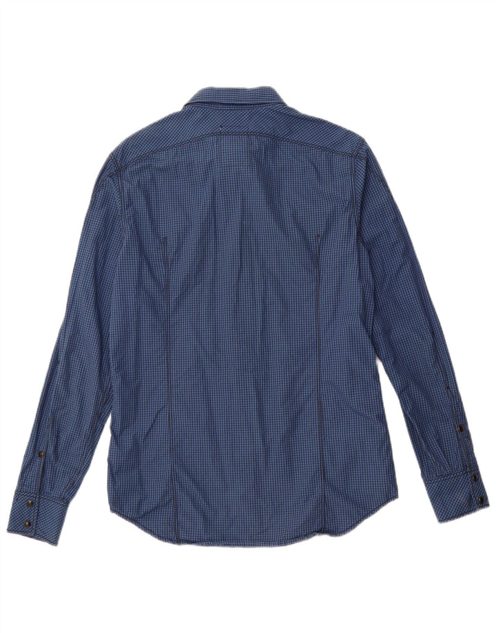 G-STAR Mens Shirt Medium Navy Blue Gingham Cotton