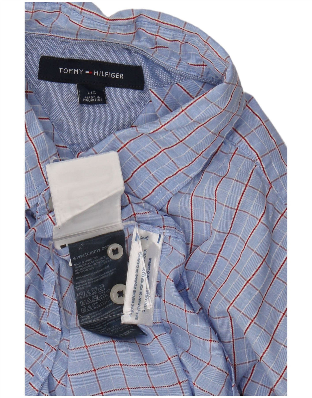 Tommy Hilfiger Mens Shirt Large Blue Check Cotton