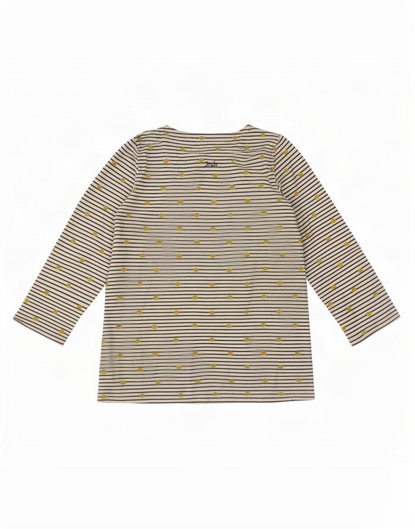 Joules Womens Top 3/4 Sleeve UK 12 Medium White Striped Cotton