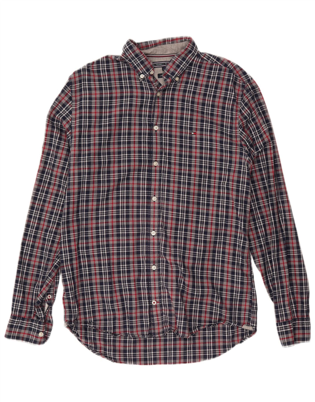 TOMMY HILFIGER Chemise Homme Bleu Marine Moyen Carreaux Coton