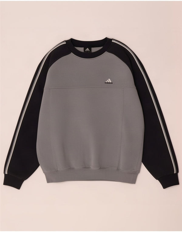 Adidas Herren Sweatshirt Pullover UK 40/42 Mittelgraue Colourblock-Baumwolle
