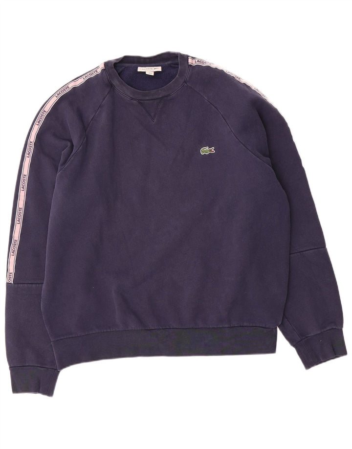 Lacoste Herre Grafisk Sweatshirt Jumper Størrelse 4 Medium Navy Blue Colourblock