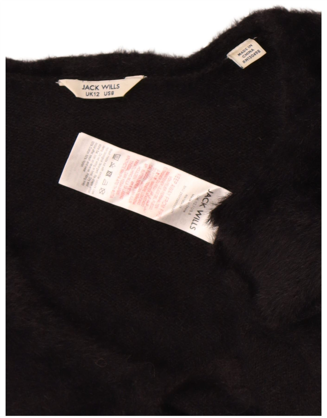 Jack Wills Womens Bolero Jumper UK 12 Medium Black Cotton