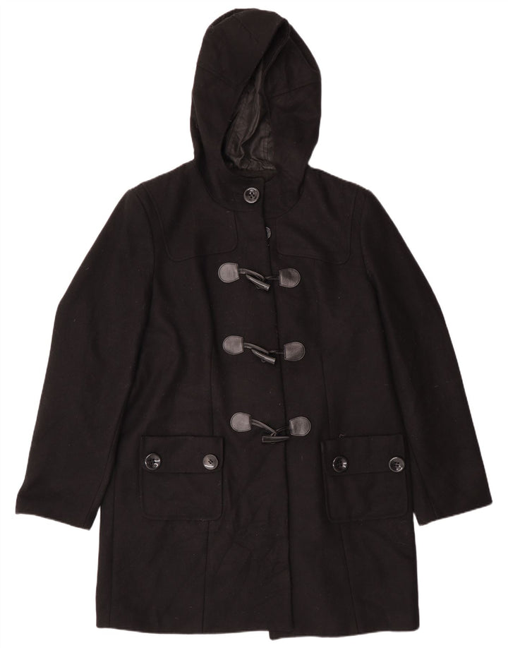 Style&Co Womens Hooded Duffle Coat UK 16 Large Black Wool