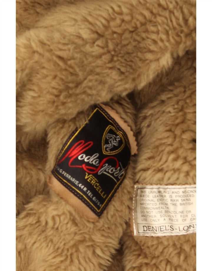 Cappotto in shearling da uomo VINTAGE UK 38 in pelle marrone medio