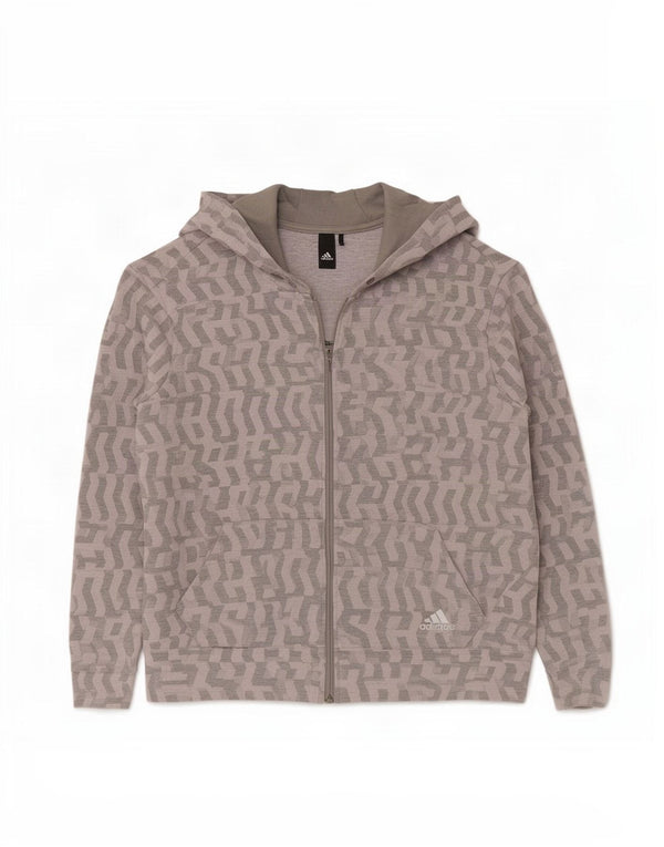 Adidas Pull à capuche surdimensionné avec fermeture éclair pour femme UK 8/10 Petit Gris
