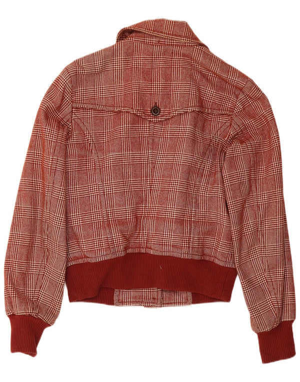 Γυναικείο μπουφάν Sisley Bomber UK 6 XS Μαλλί Houndstooth Βουργουνδίας