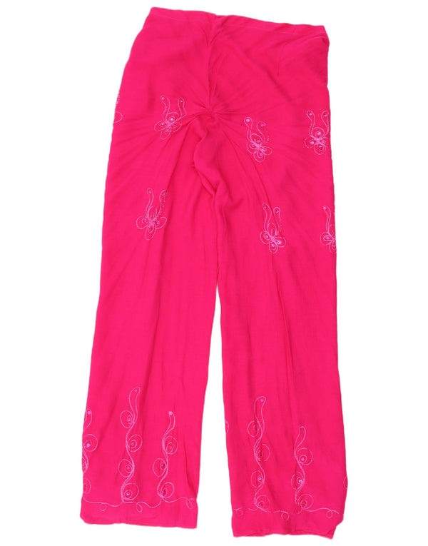 Calça Harém Feminina Vintage W26 L33 Rosa Floral Rayon