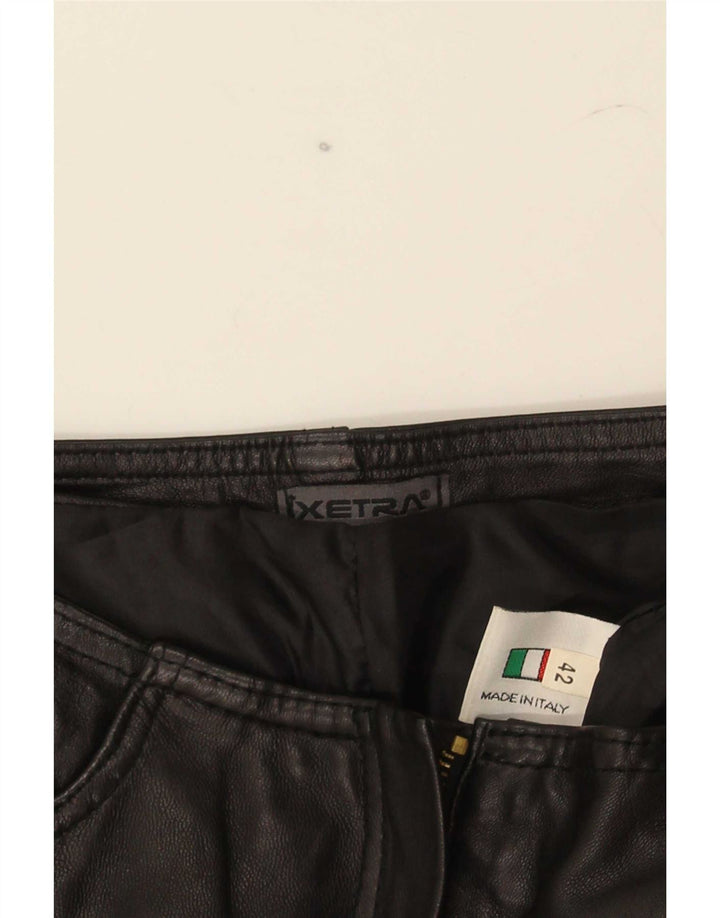XETRA Damen Bootcut-Lederhose IT 42 Medium W28 L32 Schwarz