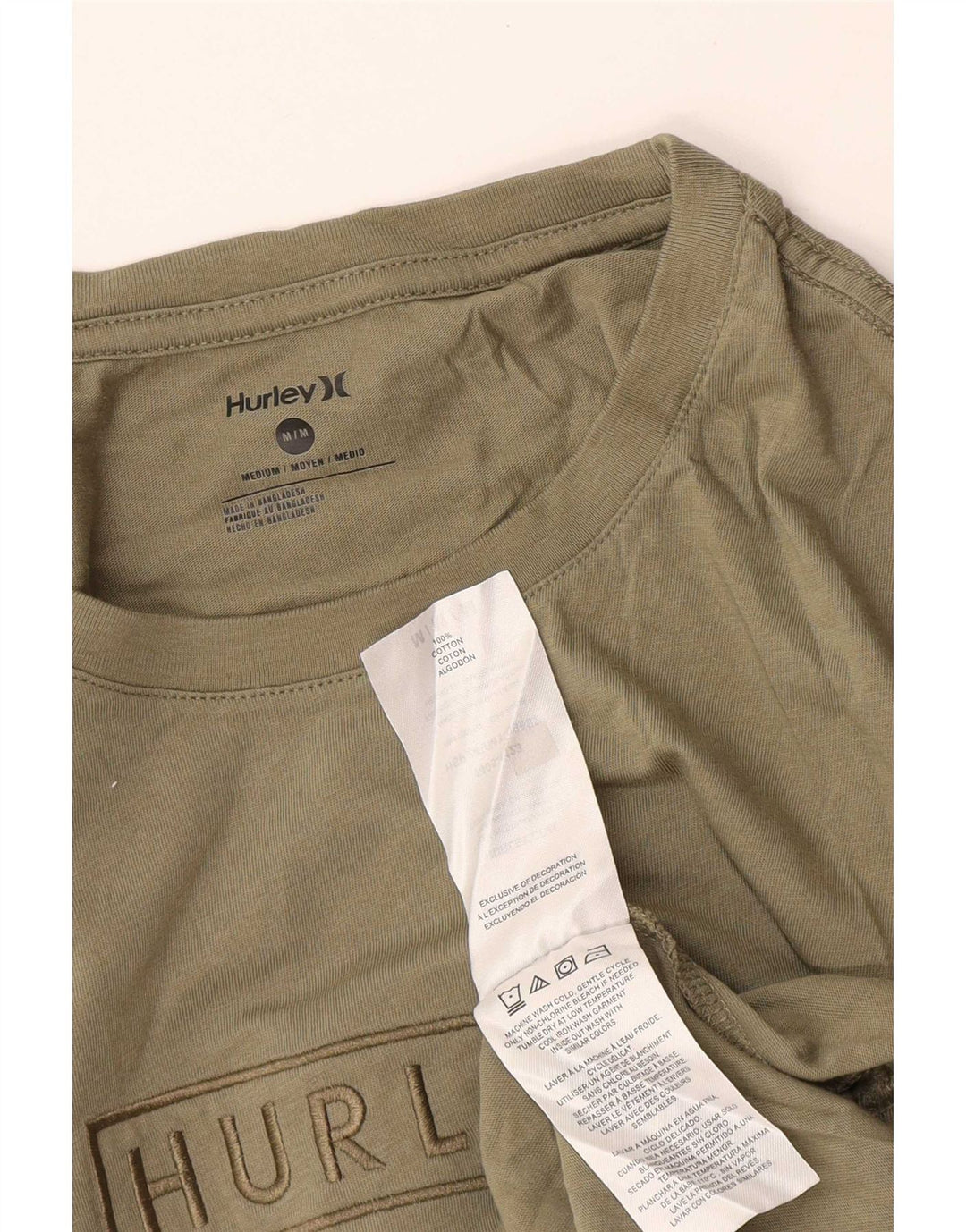 Hurley Mens Graphic T-Shirt Top Medium Khaki Cotton