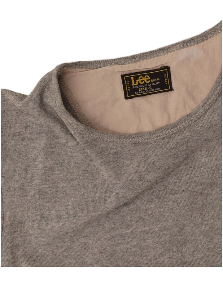 LEE Womens Crop T-Shirt Top UK 10 Small Grey