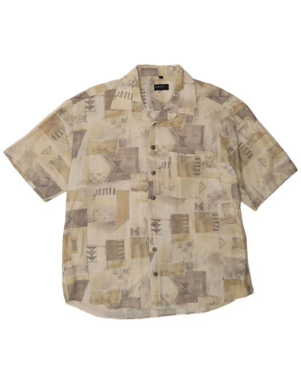 Carletti Camisa de manga corta para hombre 2XL Beige Patchwork