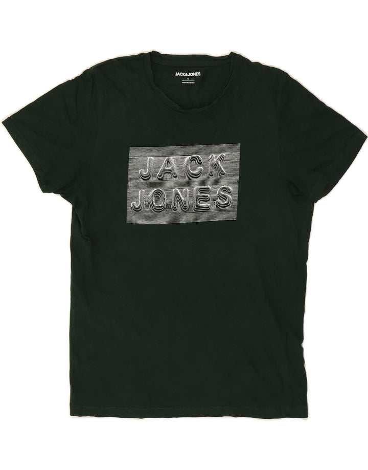JACK & JONES Mens Graphic T-Shirt Top Medium Green Cotton Vintage Jack & Jones and Second-Hand Jack & Jones from Messina Hembry 