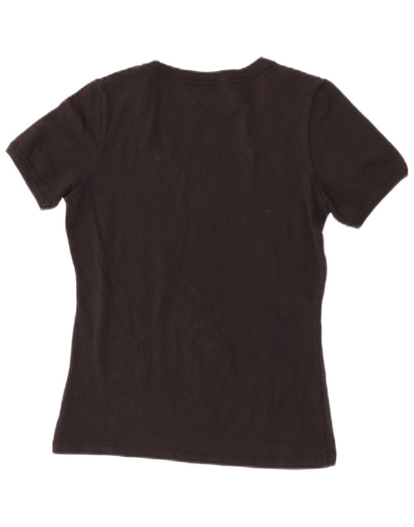 Marlboro Classics Dame Grafisk T-Shirt Top UK 10 Small Black Bomuld