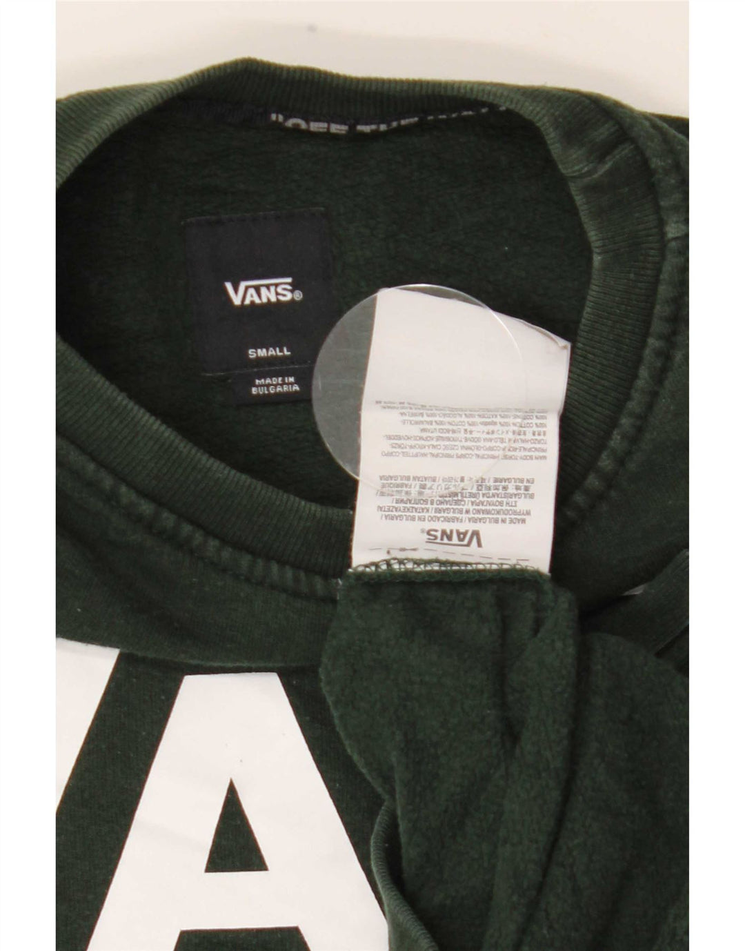 Vans Mens Graphic Sweatshirt Jumper Small Green Cotton