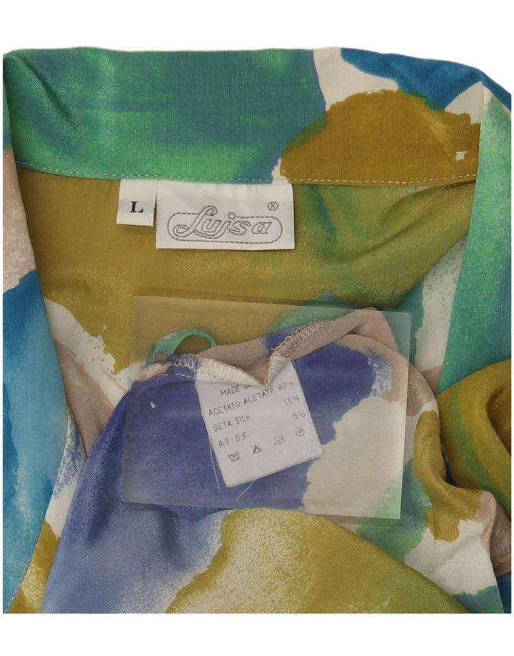Vintage Womens Cardigan Top UK 16 Large Multicoloured Colourblock