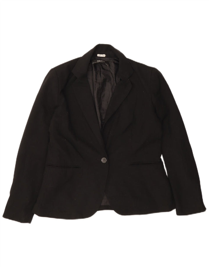 Zara Womens 1 Button Blazer Jacket EU 42 Large Black