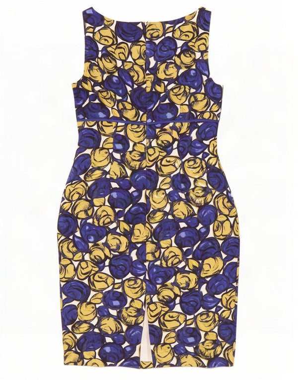 Hobbs Ärmelloses Etuikleid für Damen, UK 12, mittelblaue Blumenseide