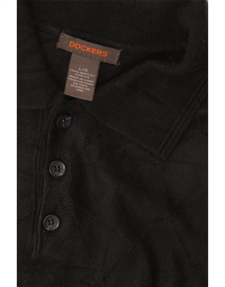 Dockers Herre Polo Neck Jumper Sweater Stor Sort Akryl