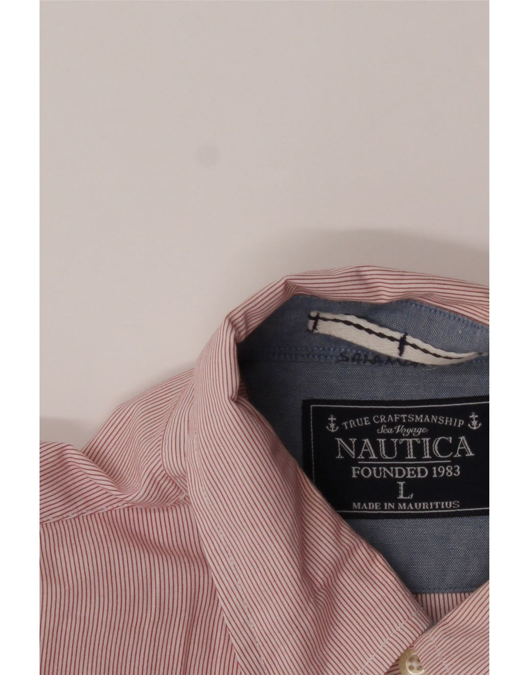 NAUTICA Mens Shirt Large Red Pinstripe Cotton Vintage Nautica and Second-Hand Nautica from Messina Hembry 