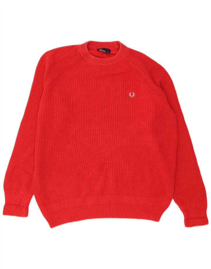 Maglione maglione girocollo da uomo Fred Perry XL in cotone rosso