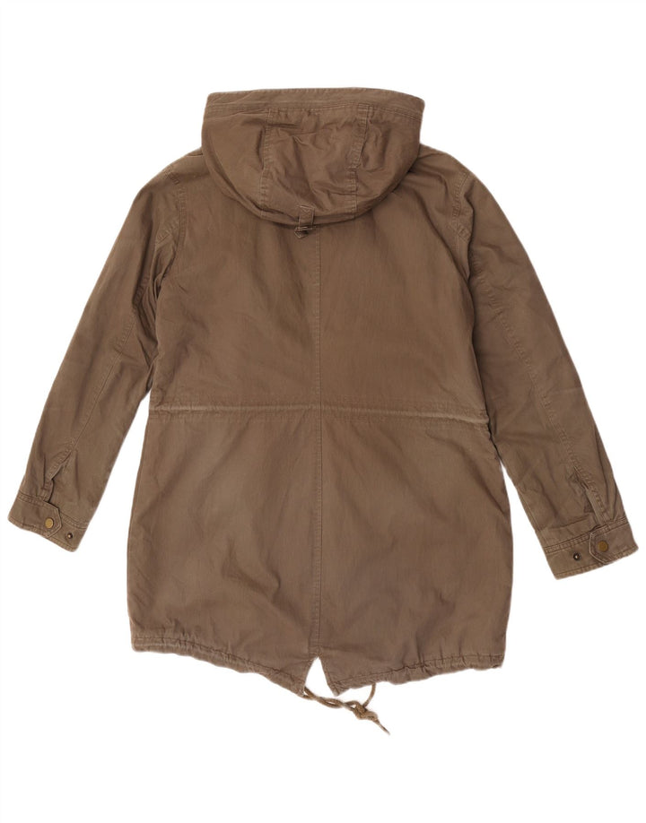 Jack Wills Womens Hooded Sherpa Parka Jacket UK 12 Medium  Khaki