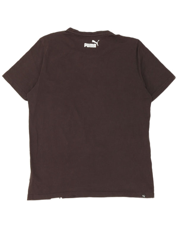Puma Mens T-Shirt Top Large Black Colourblock Cotton