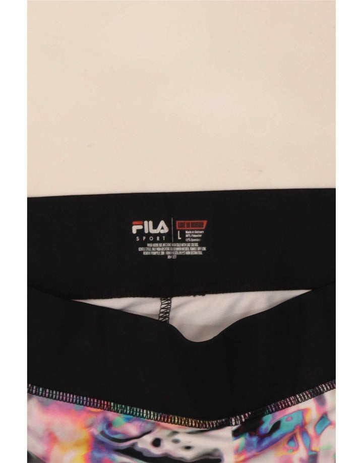 Fila Capri-Leggings mit abstraktem Muster für Damen, UK 14, Größe L, schwarz, Polyester