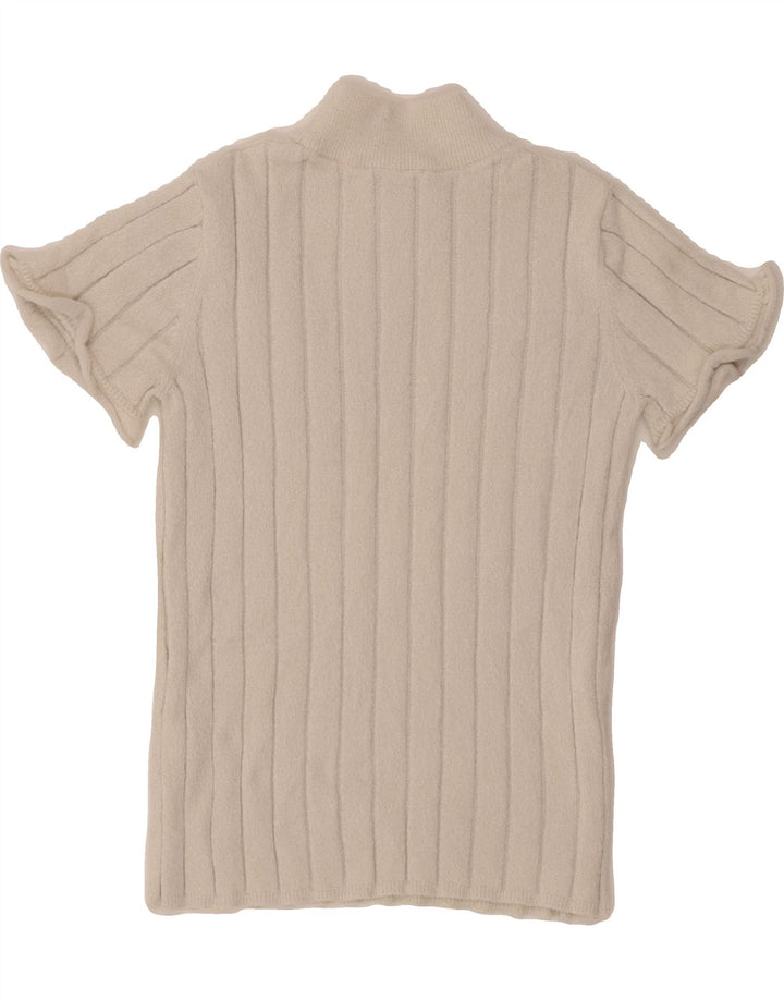 ZARA Womens Short Sleeve Turtle Neck Jumper Sweater UK 12 Medium White Vintage Zara and Second-Hand Zara from Messina Hembry 