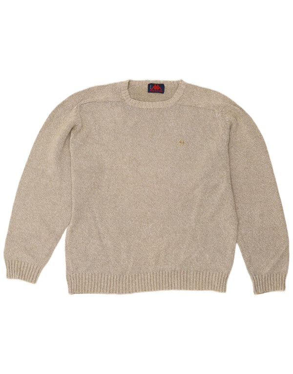 Kappa Mens Crew Neck Jumper Sweater Large Beige Cotton