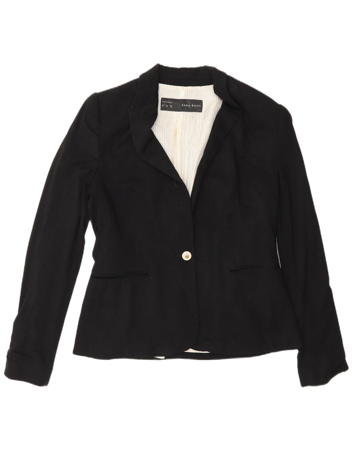 Zara Dame 1 Knap Blazer Jacket UK 18 XL Sort