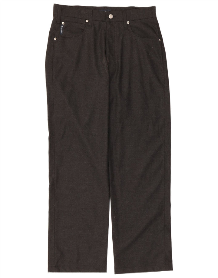 Armani Mens Straight Casual Trousers W33 L29 Black Polyester
