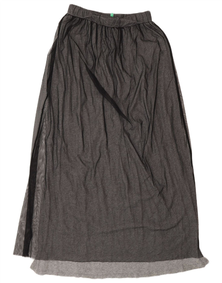 Benetton Damen Maxirock XS W25 Graues Polyamid