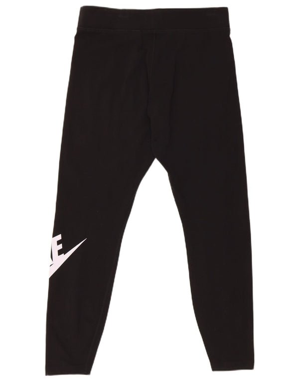 Nike Womens Crop Graphic Leggings UK 16 Large Black Cotton