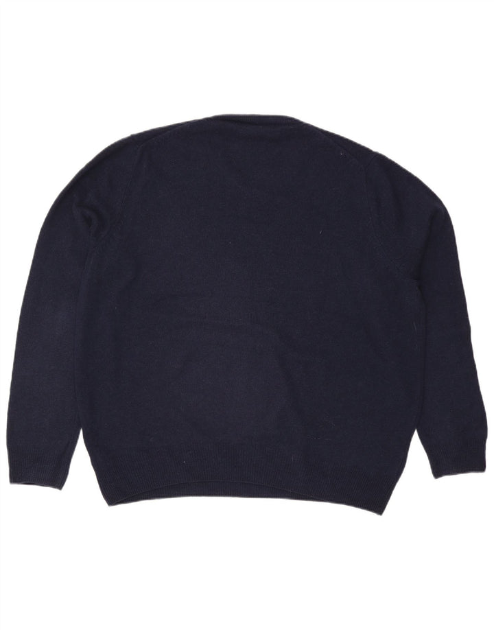 Marks & Spencer Mens V-Neck Jumper Sweater XL Navy Blue Wool