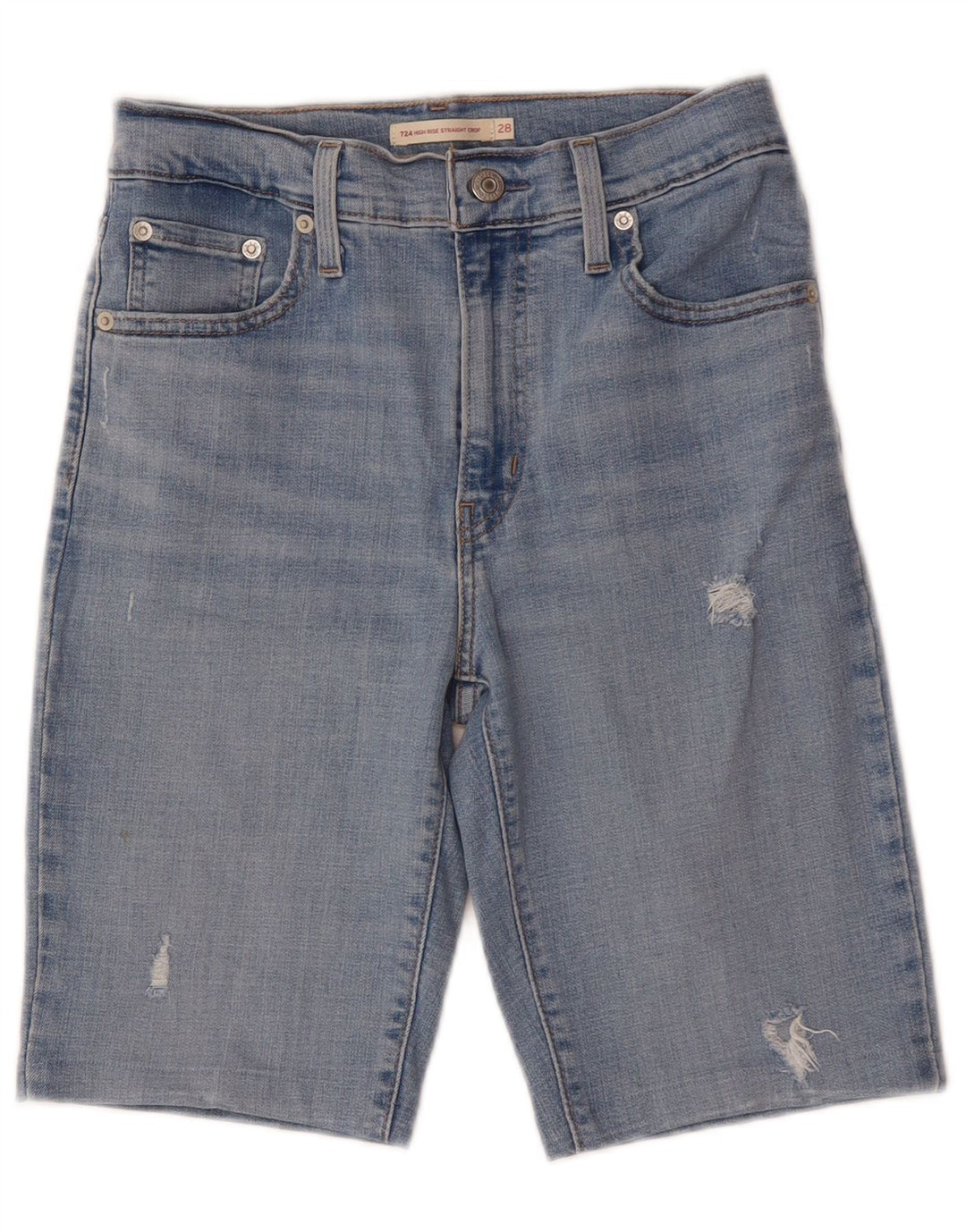 Levi's Womens Distressed High Rise Denim Shorts W28 Medium Blue Cotton