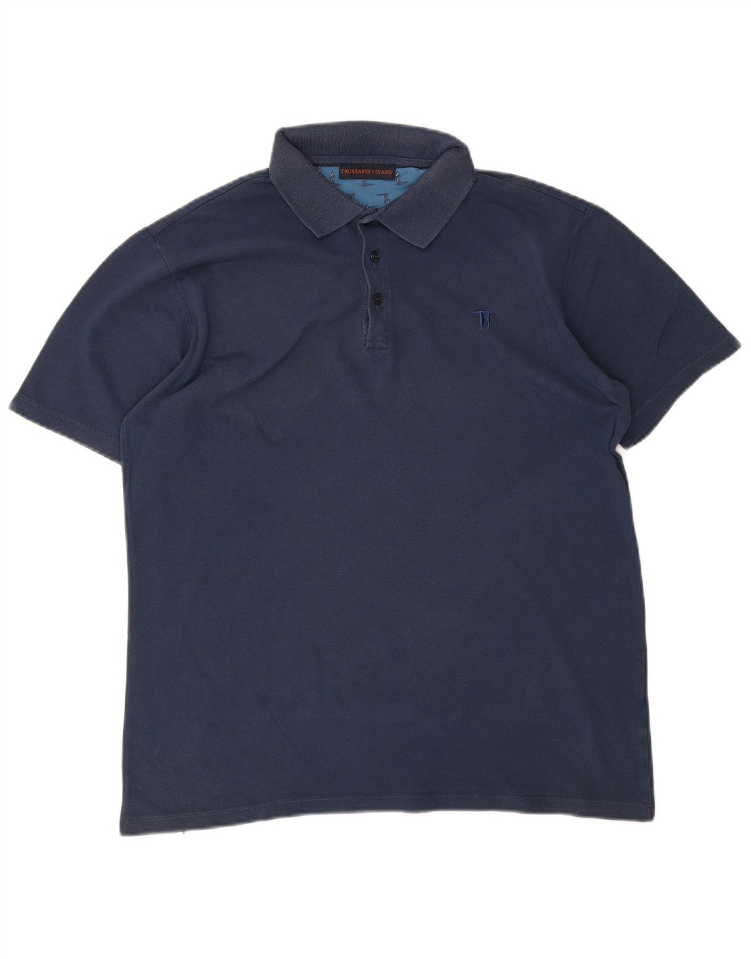 Trussardi Jeans Mens Polo Shirt Large Navy Blue