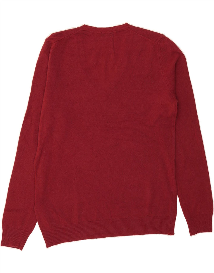 BENETTON Womens V-Neck Jumper Sweater UK 16 Large Red Wool Vintage Benetton and Second-Hand Benetton from Messina Hembry 