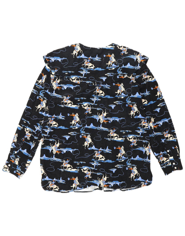 Whistle Chemisier graphique pour femme UK 12 Coton bleu marine moyen