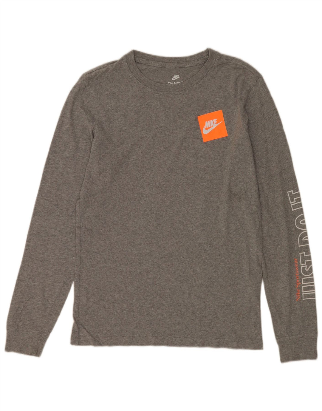 Nike Mens Graphic Top Long Sleeve Small Grey Flecked Cotton