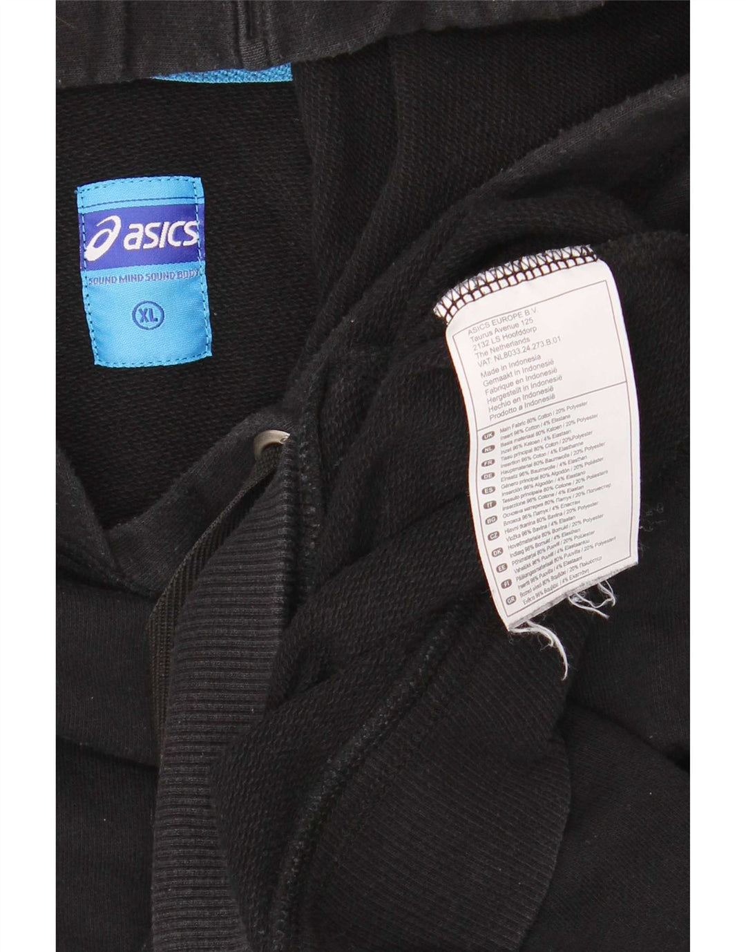 Asics Mens Hoodie Jumper XL Black Cotton