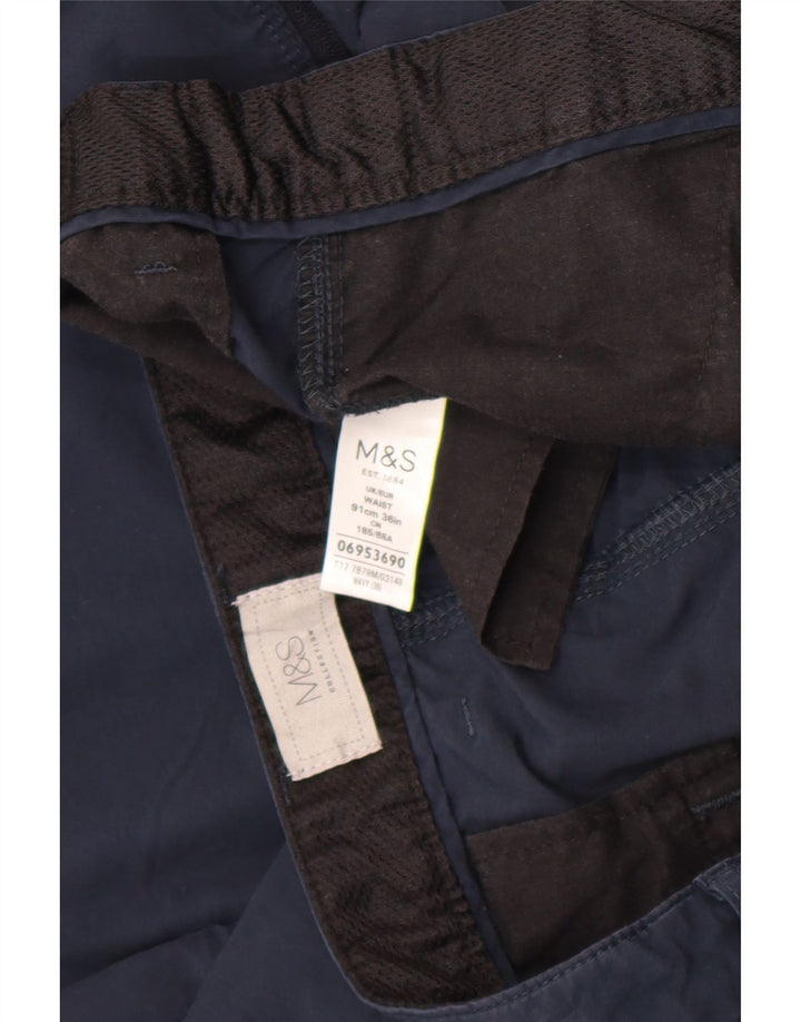 Marks & Spencer Mens Cargo Shorts W36 Large  Navy Blue Cotton