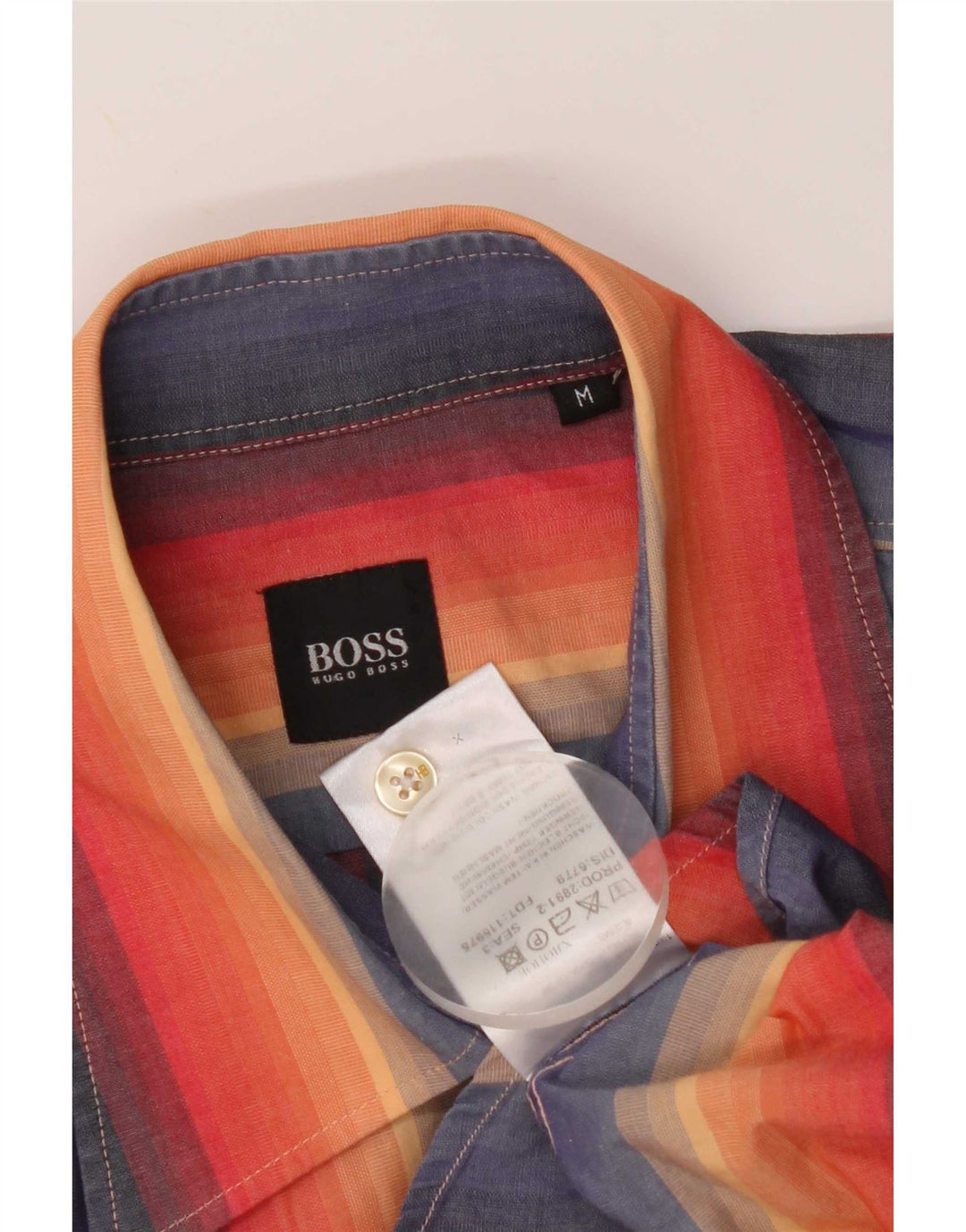 Camisa masculina Hugo Boss média listrada multicolorida de algodão