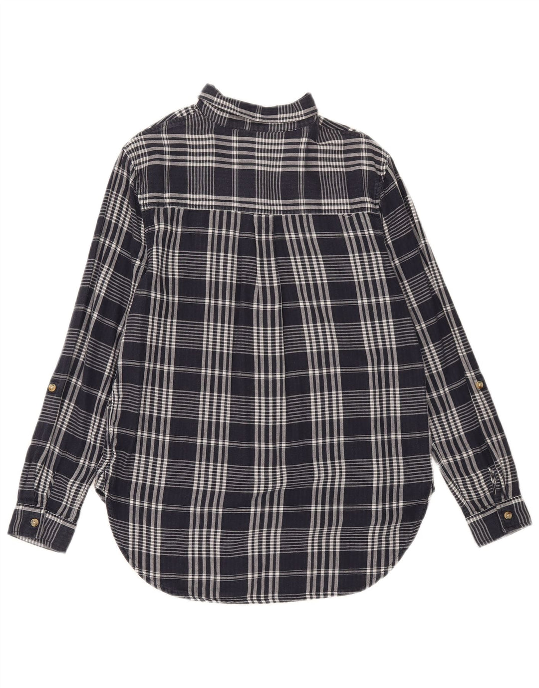 Marks & Spencer Womens Oversized Shirt UK 8 Small Navy Blue Check Cotton