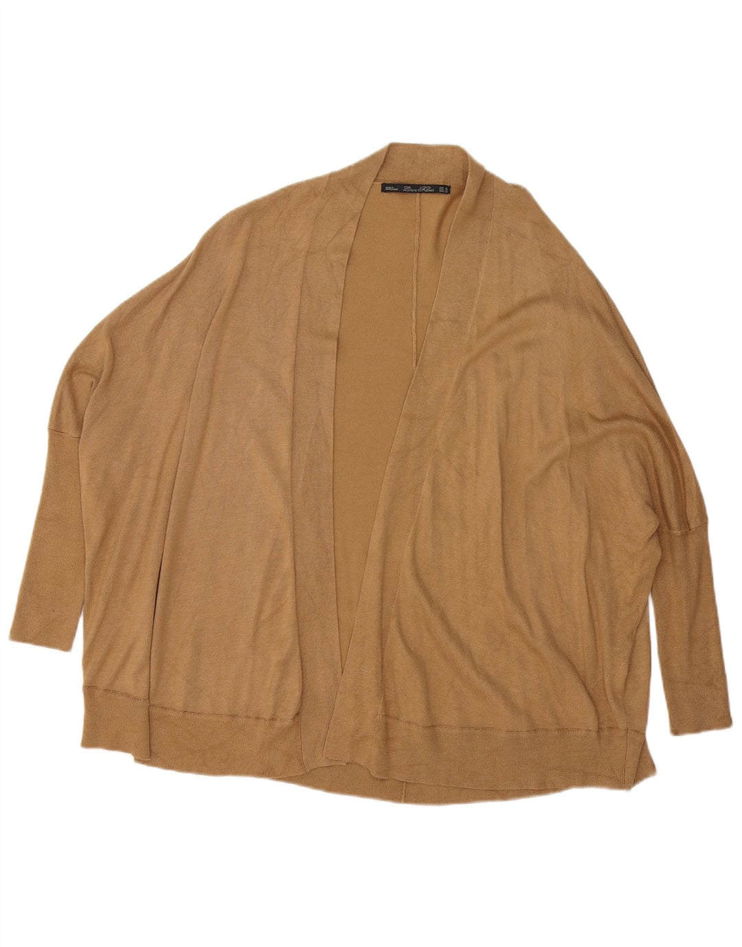 Zara Womens Oversized Batwing Open Cardigan Sweater UK 14 Medium Brown