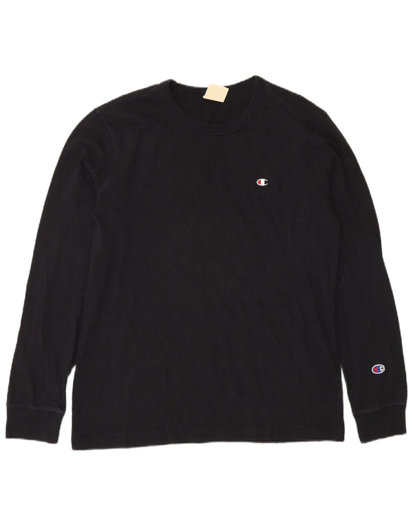 Campeão Mens Top Manga Longa XS Algodão Preto